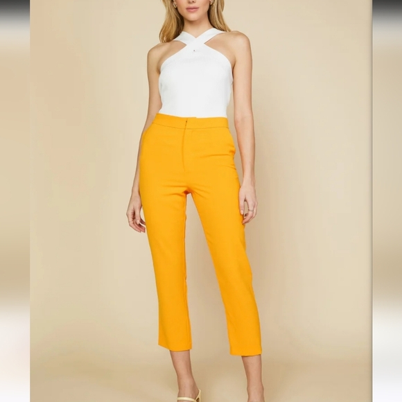 SKIES ARE BLUE Welt Pocket Cropped Ankle Trousers In Bright Orange. Size L NWT - Picture 4 of 14